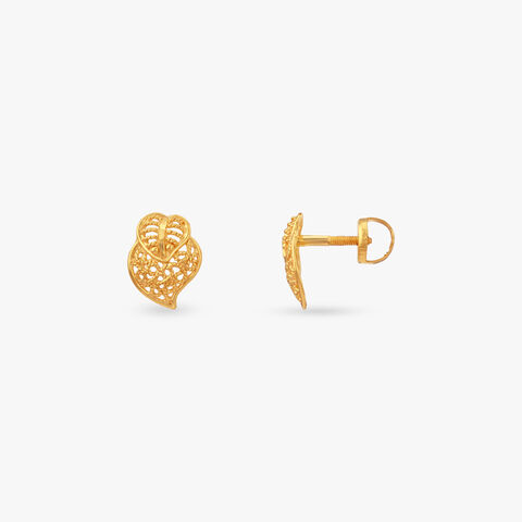 Little Leaf Gold Stud Earrings for Kids