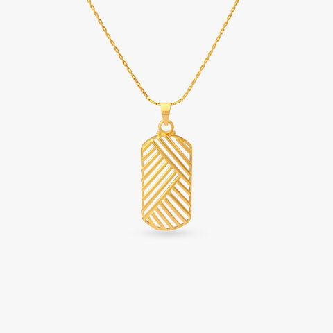 Linear Edge Gold Pendant for Men