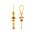 Graceful 22 Karat Yellow Gold Enamelled Bell Motifs Hoop Earrings,,hi-res image number null