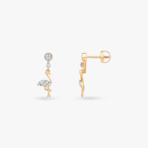 Flamingo Grace Diamond Drop Earrings for Kids