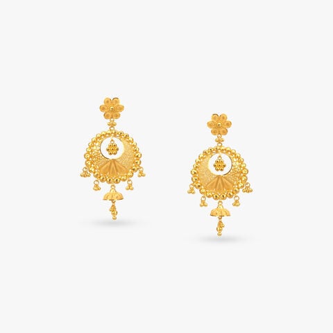 Radiant Halo Gold Drop Earrings