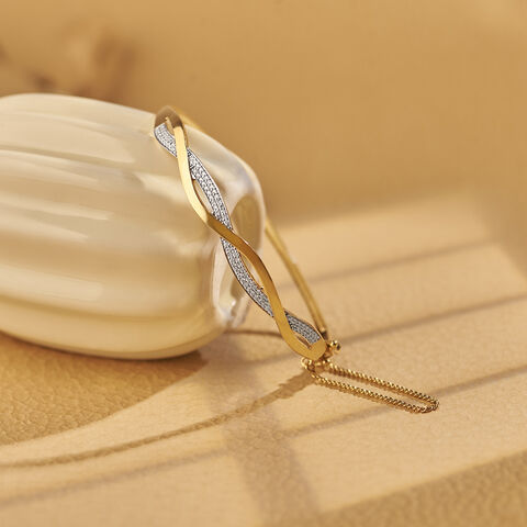 Bold Waves Diamond Bangle