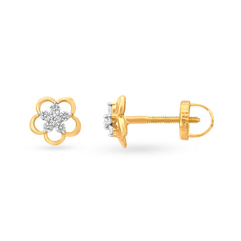 Gleaming Floral Diamond Stud Earrings