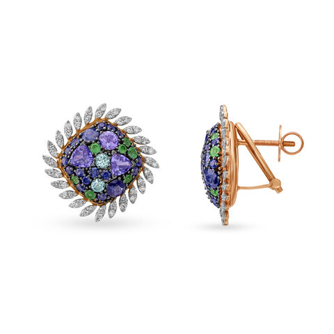 Spectacular Emerald Diamond Stud Earrings