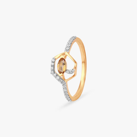 Honey Hexagon Gold Ring
