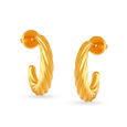 22 KT Yellow Gold Twisted Hoop Earrings,,hi-res image number null