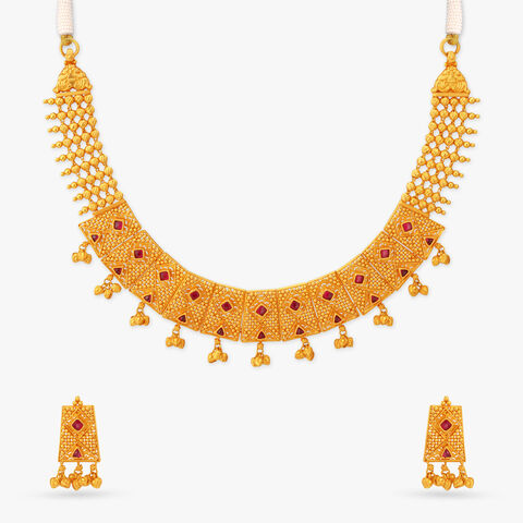 Angular Tapestry Gold Necklace Set