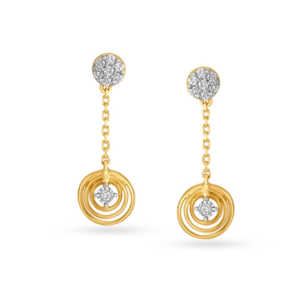 Charming Abstract Diamond Drop Earrings in Yellow and White Gold