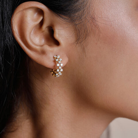 Graphic Triple Row Sapphire and Ruby Hoop Earrings