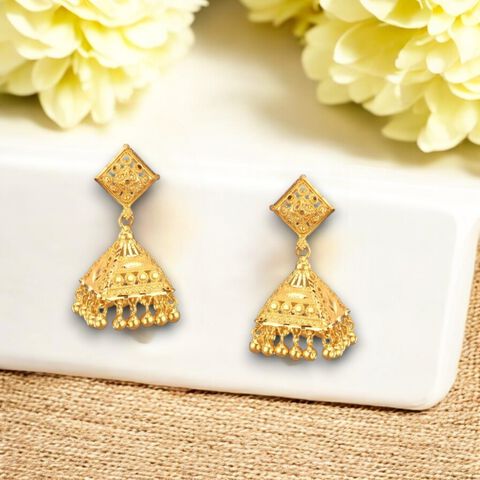 Royal Grace Gold Jhumka Earrings