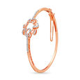 14 KT Rose Gold Floral Diamond Kada Bangle,,hi-res image number null