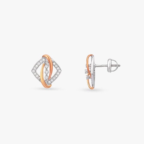 Geometric Sway Diamond Stud Earrings