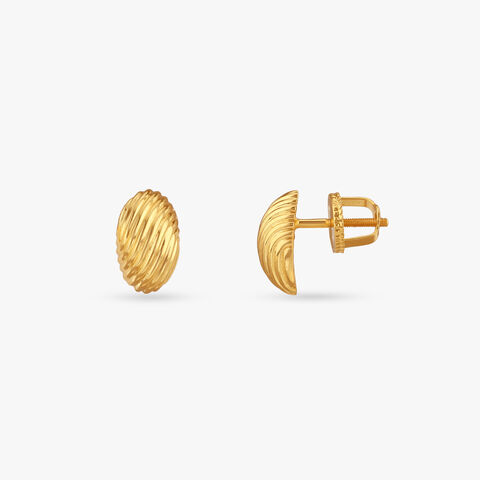 Sculpted Oval Gold Stud Earrings