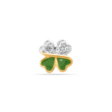 14KT Yellow Gold Lucky clover Diamond Nose pin