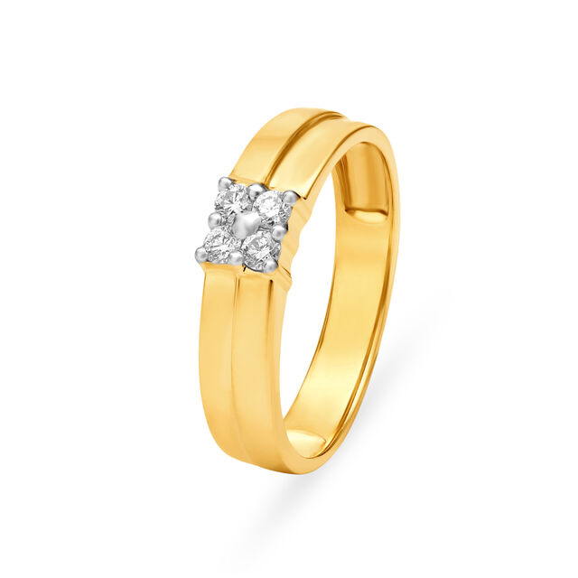 Pleasing 18 Karat Yellow Gold And Diamond Finger Ring,,hi-res image number null