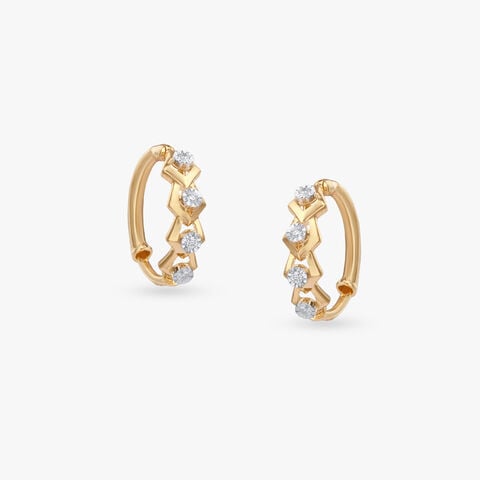Angular Spark Diamond Hoop Earrings