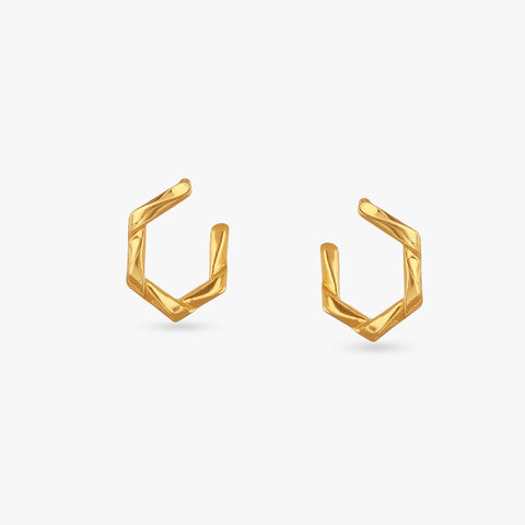 Edgy Sculpted Gold Stud Earrings