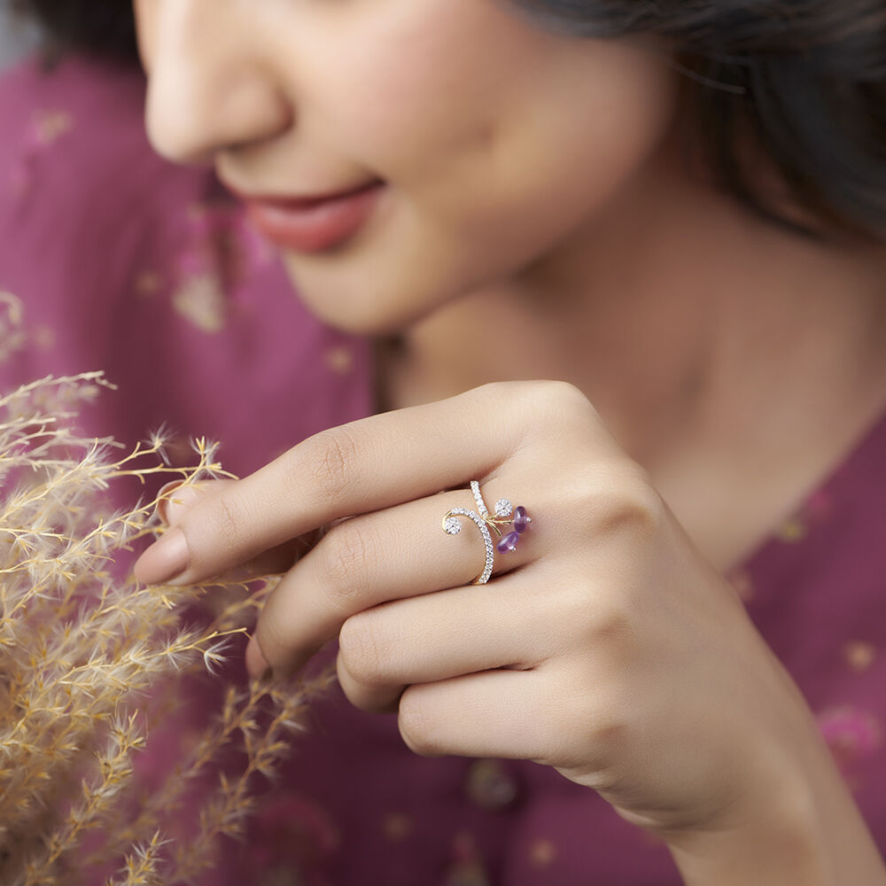Purple and diamond ring on sale