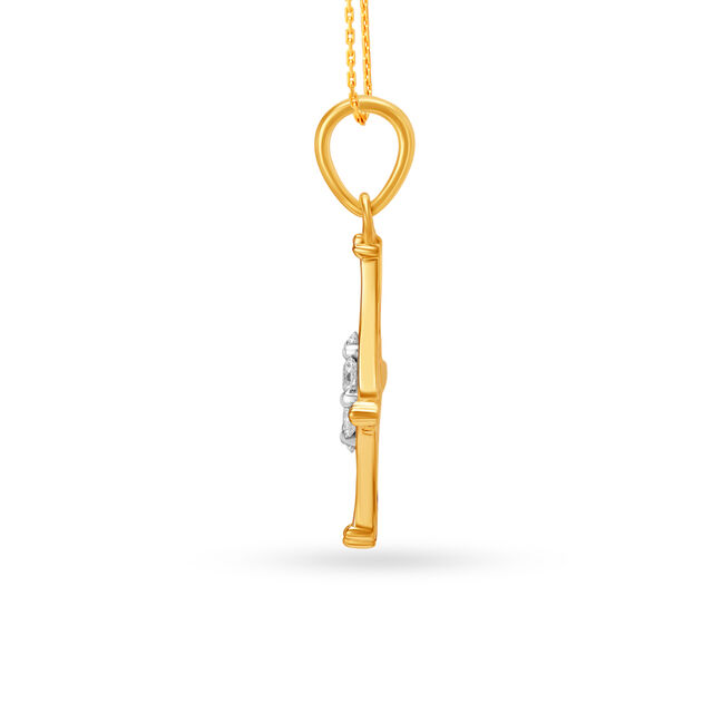 Diamond Cut Design Floral Motif Diamond Pendant,,hi-res image number null