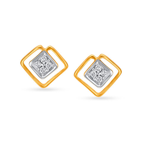 Modern Cluster Diamond Stud Earrings