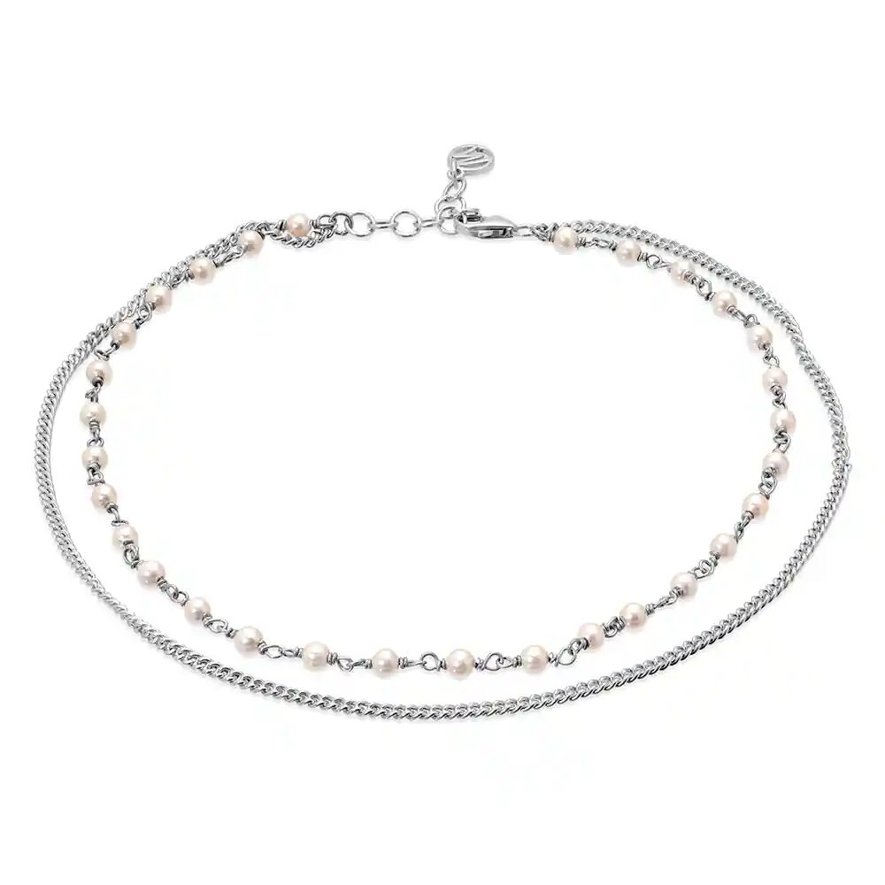 925 Silver Minimalist Pearl Anklet