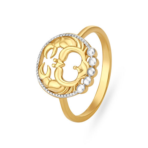 Cancer Zodiac Gold Finger Ring