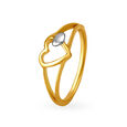 Romantic 22 Karat Yellow Gold Heart Finger Ring,,hi-res image number null