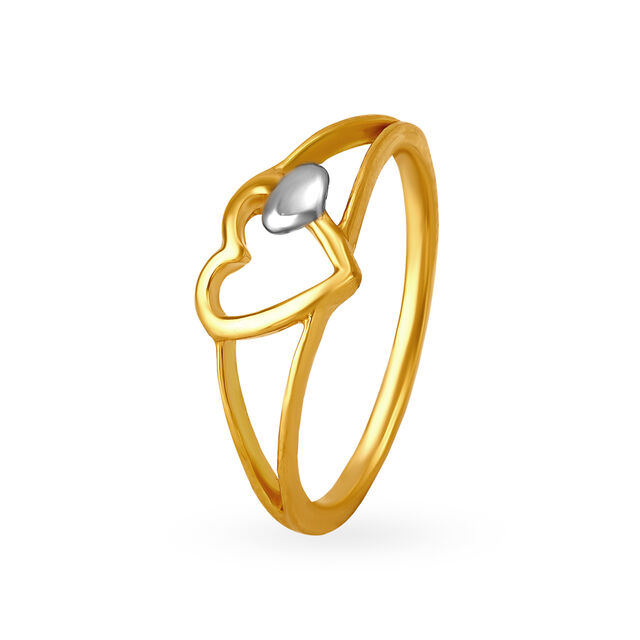 Romantic 22 Karat Yellow Gold Heart Finger Ring,,hi-res image number null