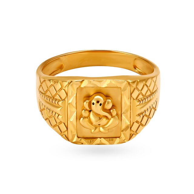 Bedecked Ganesha 22 Karat Gold Finger Ring,,hi-res image number null