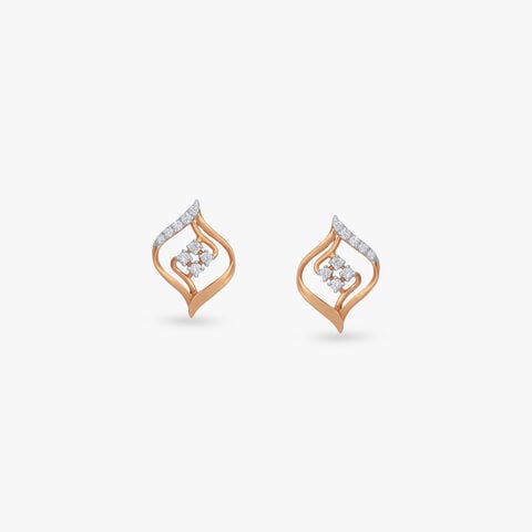 Petal Curve Diamond Stud Earrings