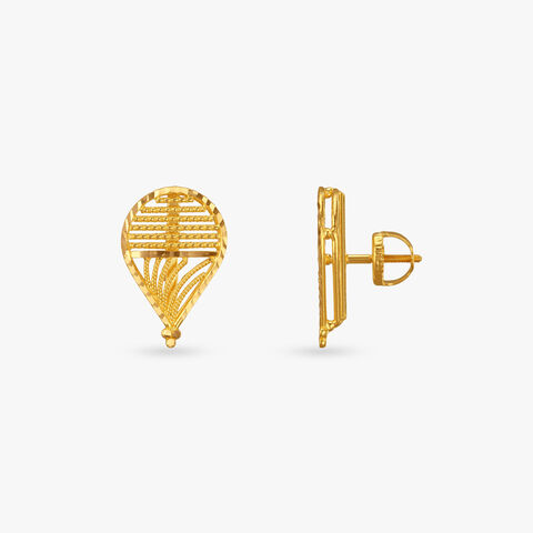 Dazzling Droplet Gold Stud Earrings