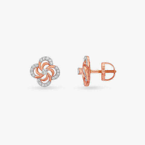 Whirling Clover Diamond Stud Earrings