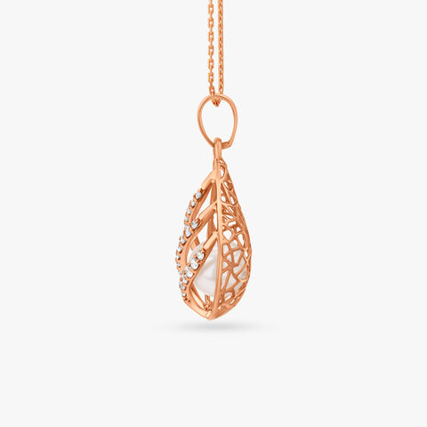 Leafy Pearl and Diamond Pendant