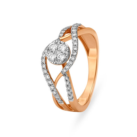 Splendid Swirling Rose Gold and Diamond Ring