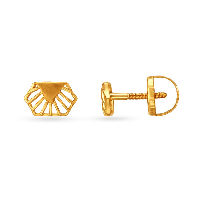Stylish Hexagonal Gold Stud Earrings,,hi-res image number null