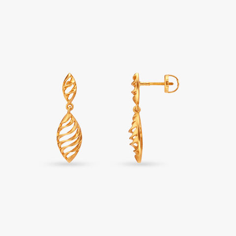 Whispering Leaf Gold Drop Earrings