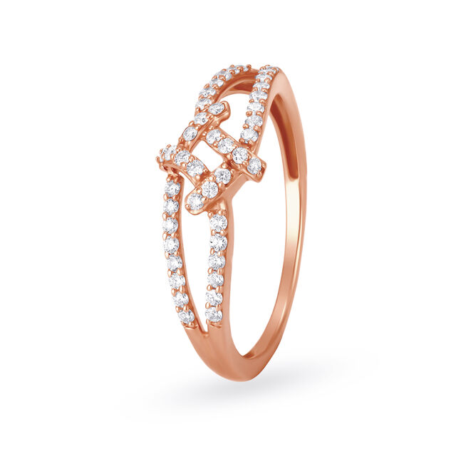 Mesmerizing 18 Karat Rose Gold And Diamond Woven Ring,,hi-res image number null
