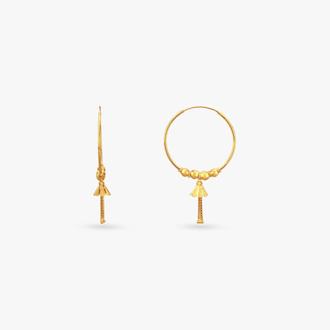 Fan Tassel Gold Hoop Earrings