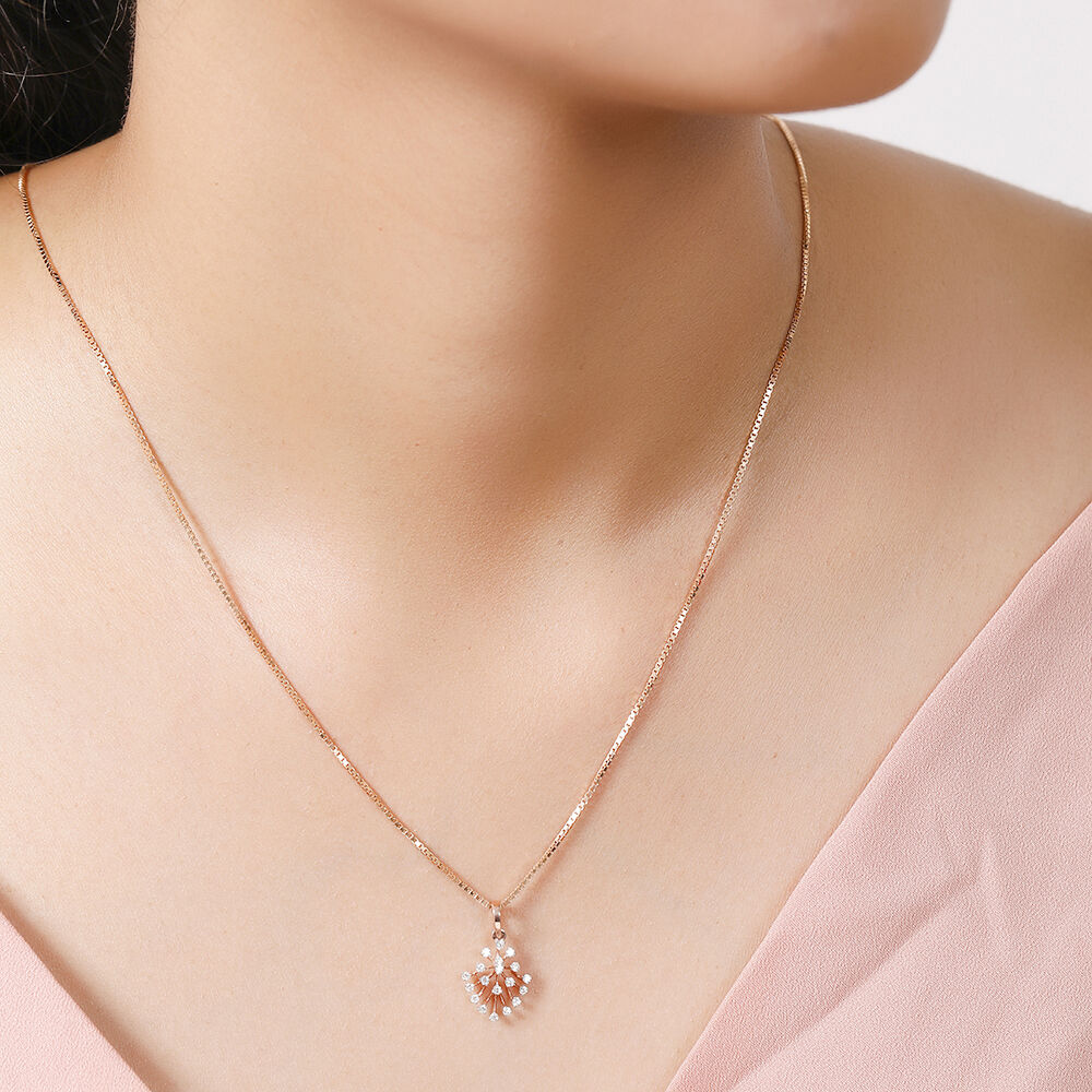 Buy Floral Solitaire Rose Gold Plated Sterling Silver Pendant Set by  Mannash™ Jewellery