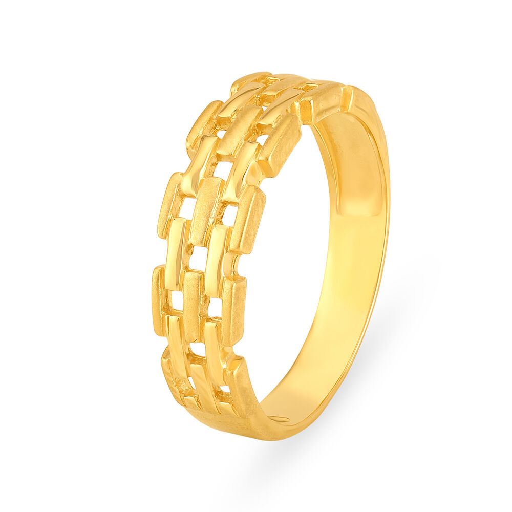 Artistic 22 Karat Yellow Gold And Diamond Band Ring | Tanishq