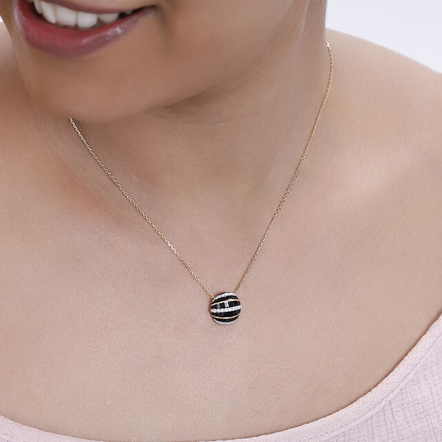 18 KT Yellow Gold Eclectic Diamond Pendant with Chain,,hi-res image number null