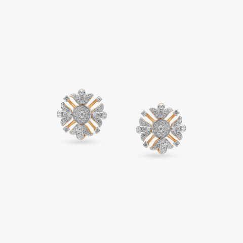 Double Sparkle Diamond Stud Earrings