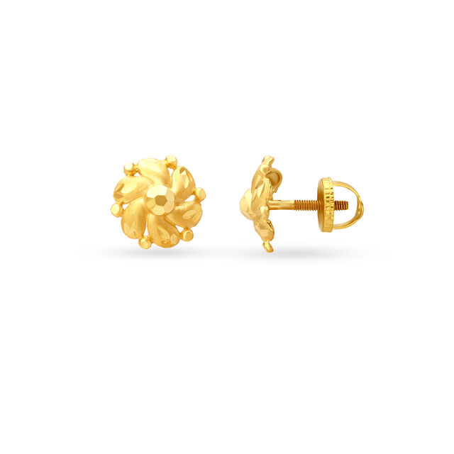 Sumptuous Yellow Gold Floral Tiered Jhumkas,,hi-res image number null