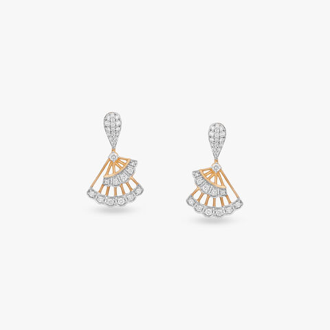 Twirling Fan Diamond Drop Earrings