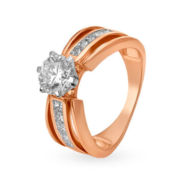 Sparkling 18 Karat Rose Gold And Diamond Finger Ring