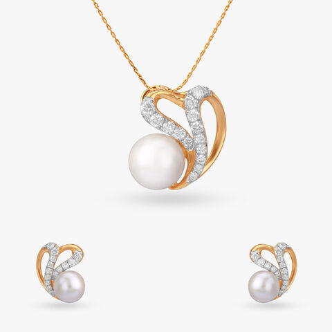 Ivory Melody Diamond Pendant and Earrings Set
