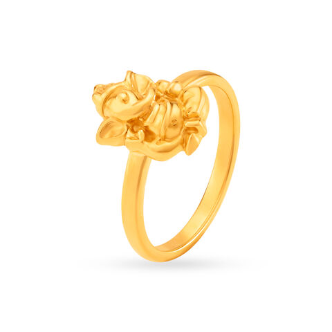 Royal 22 Karat Yellow Gold Lord Ganesha Finger Ring