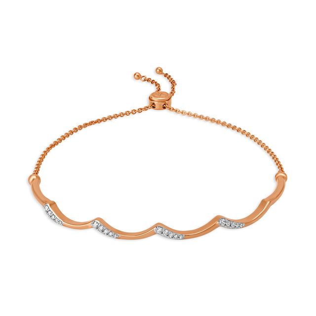 18kt Rose Gold & Diamond Bangle - Dainty Silver Lining,,hi-res image number null