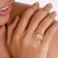 18 KT Yellow Gold Coin Orbit Ring,,hi-res image number null
