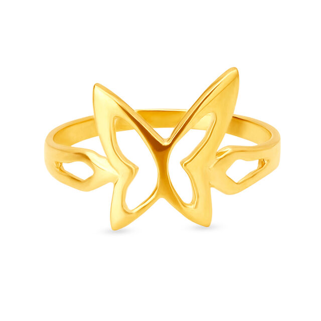 Charming 22 Karat Yellow Gold Butterfly Finger Ring,,hi-res image number null